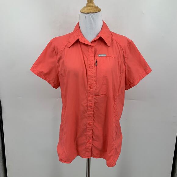 Columbia Shirt Womens L Large Nectarine Silver Ridge 2.0 Short Sleeve Button Up - Picture 2 of 12